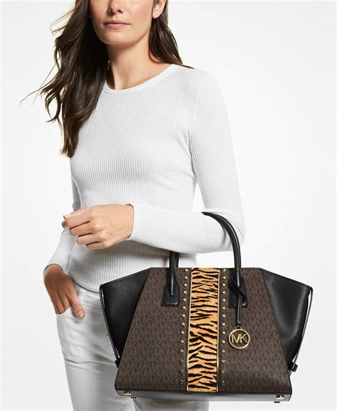 michael kors zip top satchel|Michael Kors april leather satchel.